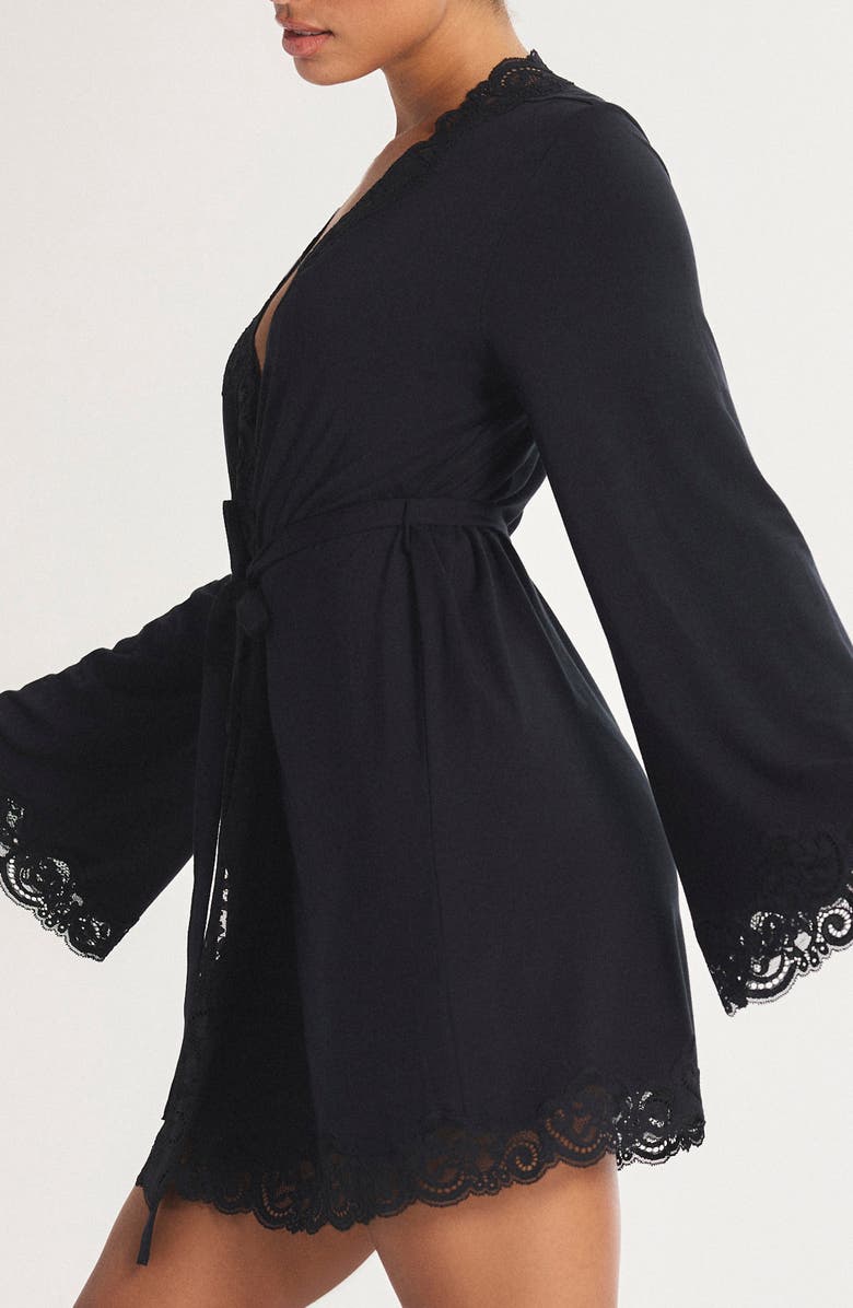 SAVAGE X FENTY Swirly Girly Short Robe, Alternate, color, Black Caviar