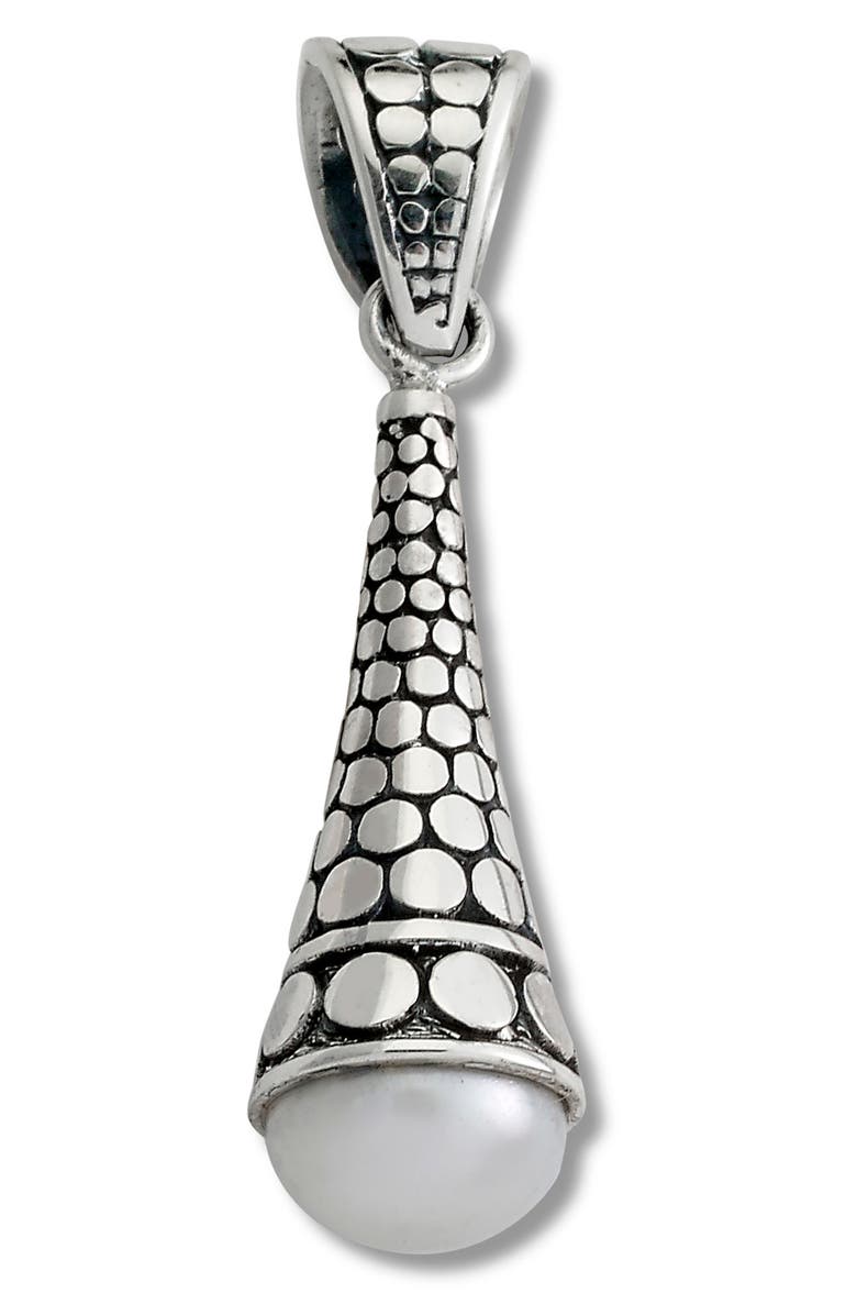 SAMUEL B. Sterling Silver Dotted 9-10mm Freshwater Pearl Cone Pendant, Main, color, White