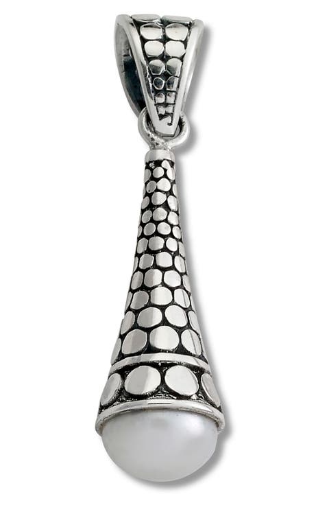 Sterling Silver Dotted 9-10mm Freshwater Pearl Cone Pendant