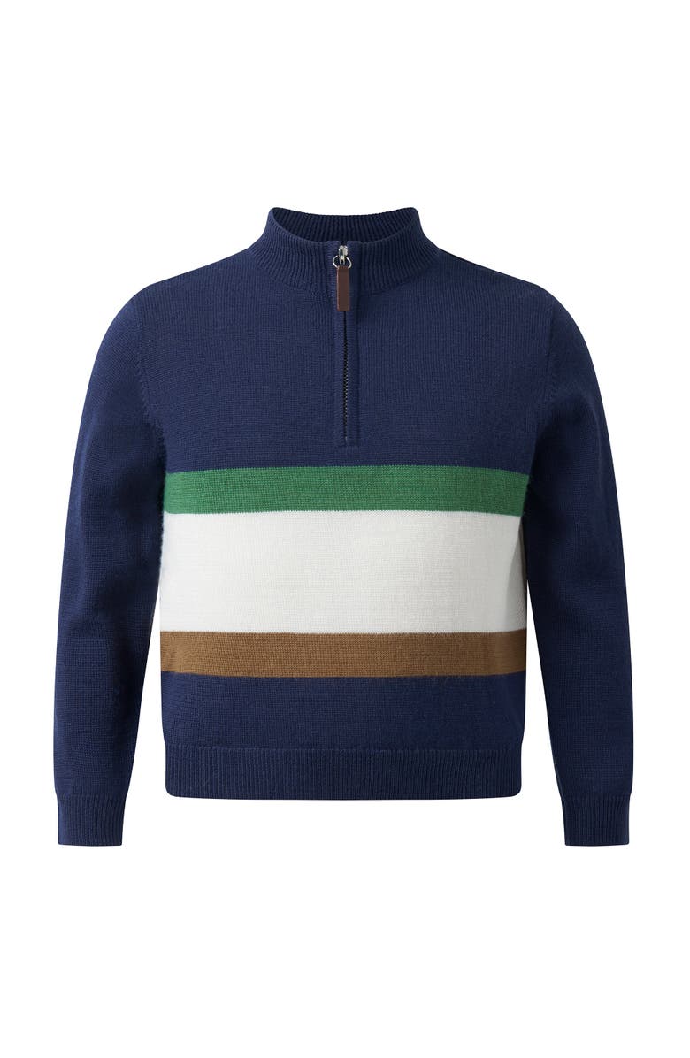 Rachel Riley Stripe Half-zip Sweater, Main, color, Navy