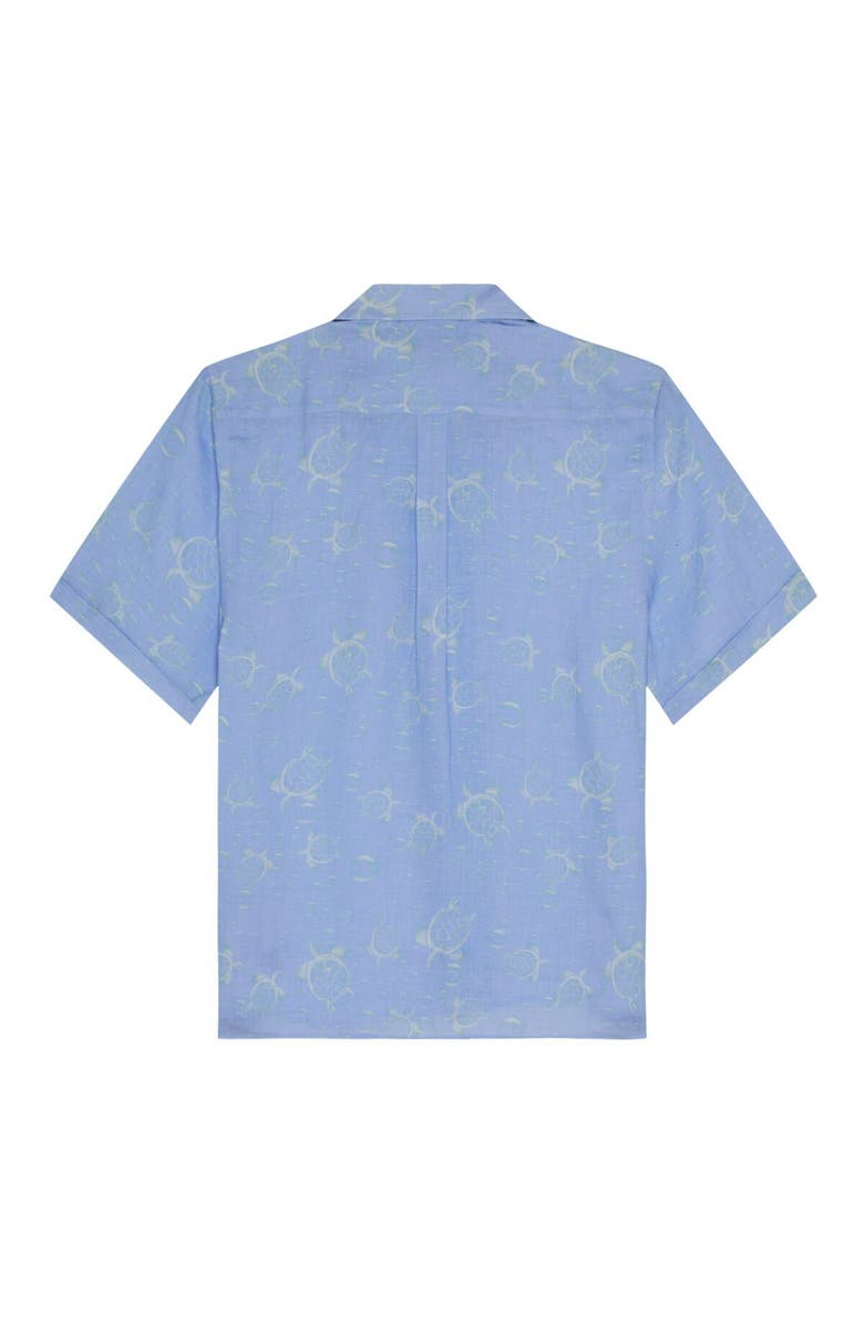 Vilebrequin Men Linen Bowling Shirt Bubble 3D, Alternate, color, Cyan