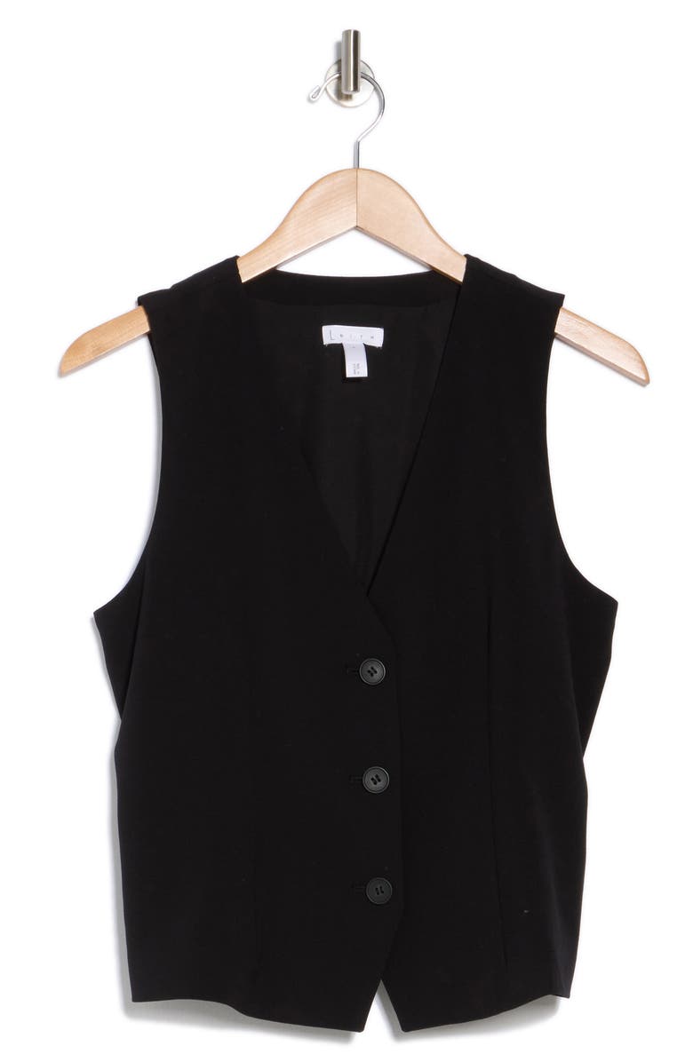 Leith Button Front Vest, Alternate, color, Black
