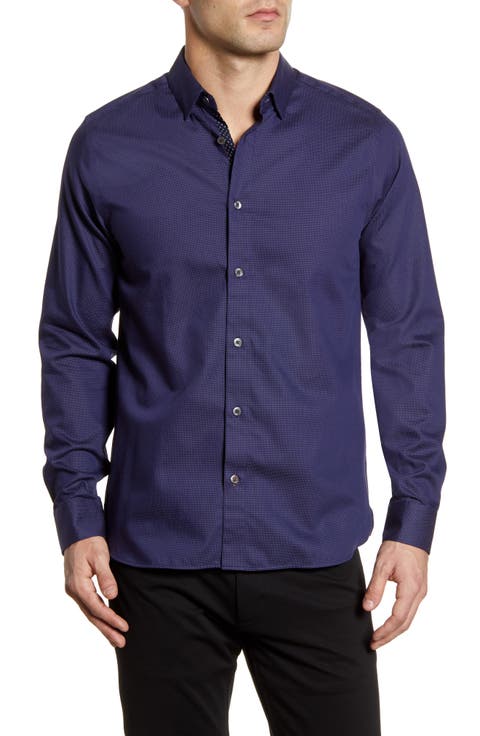 Whyme Slim Fit Dot Button-Up Shirt