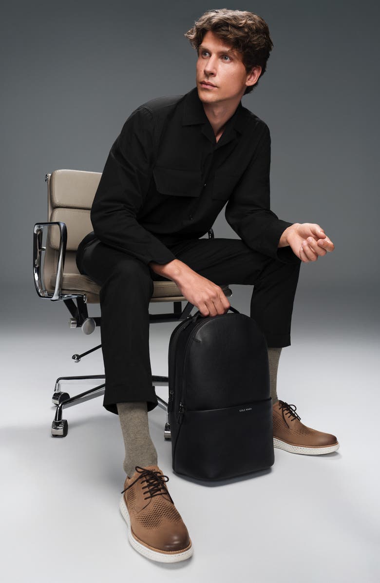 Cole Haan Triboro Leather Backpack, Alternate, color, Black