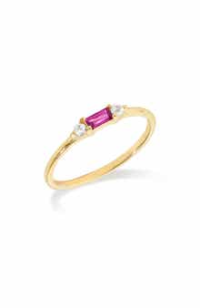 Baguette & Round Gemstone Ring