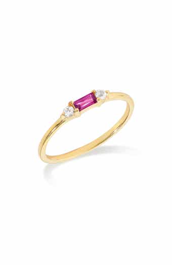 Baguette & Round Gemstone Ring