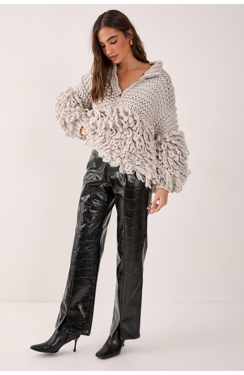 NASTY GAL Loopy Quarter Zip Sweater, Alternate, color,