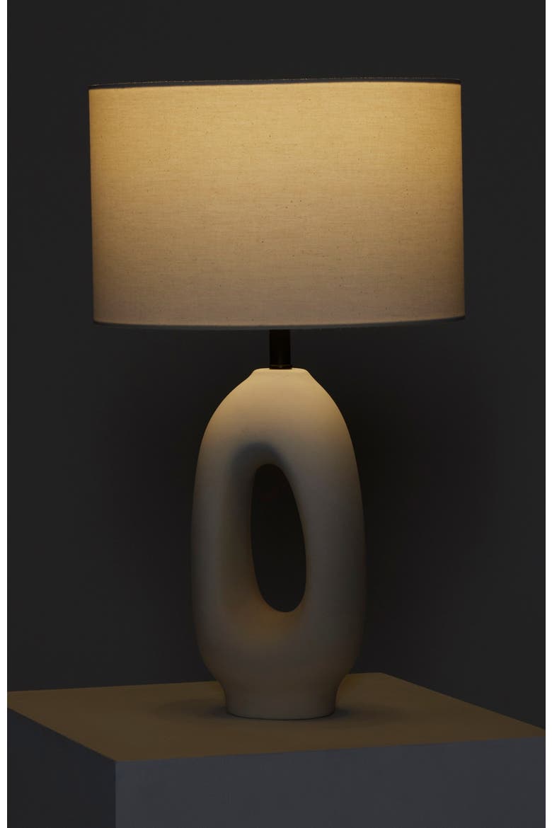 Artemis 22.5" USB-C Charging Cream Ceramic LED Table Lamp, Coastal Charm with Cotton Shade, Alternate, color, Beige/Cream