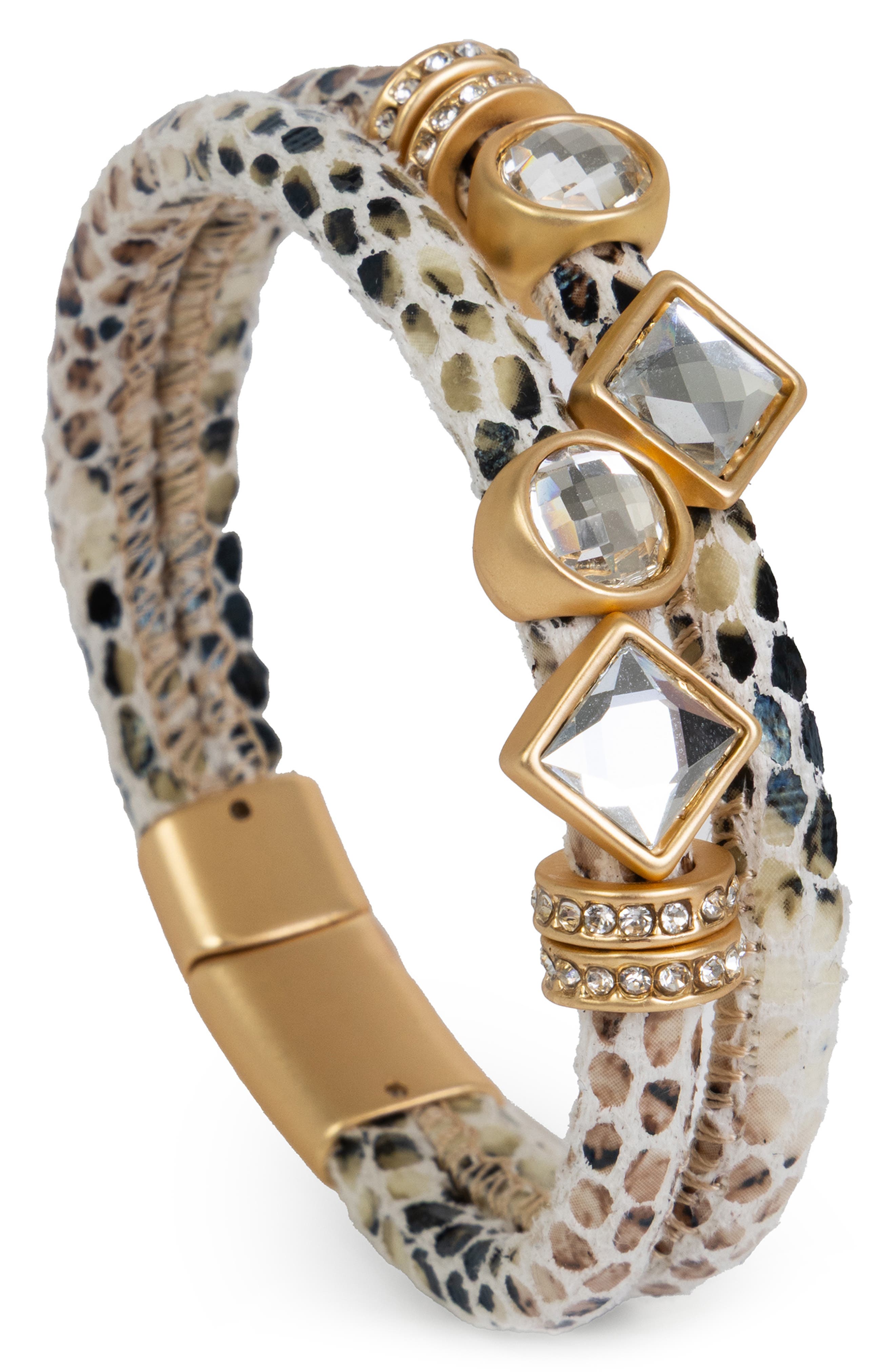 SAACHI Crystal Faux Leather Bracelet