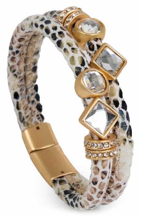 SAACHI Crystal Faux Leather Bracelet