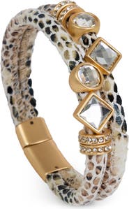 SAACHI Crystal Faux Leather Bracelet