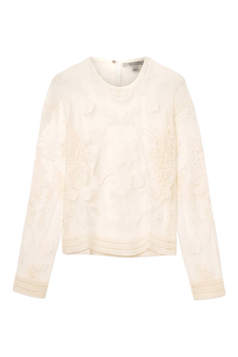 Arlea Embroidered Sheer Mesh Top, Alternate, color, VINTAGE WHITE