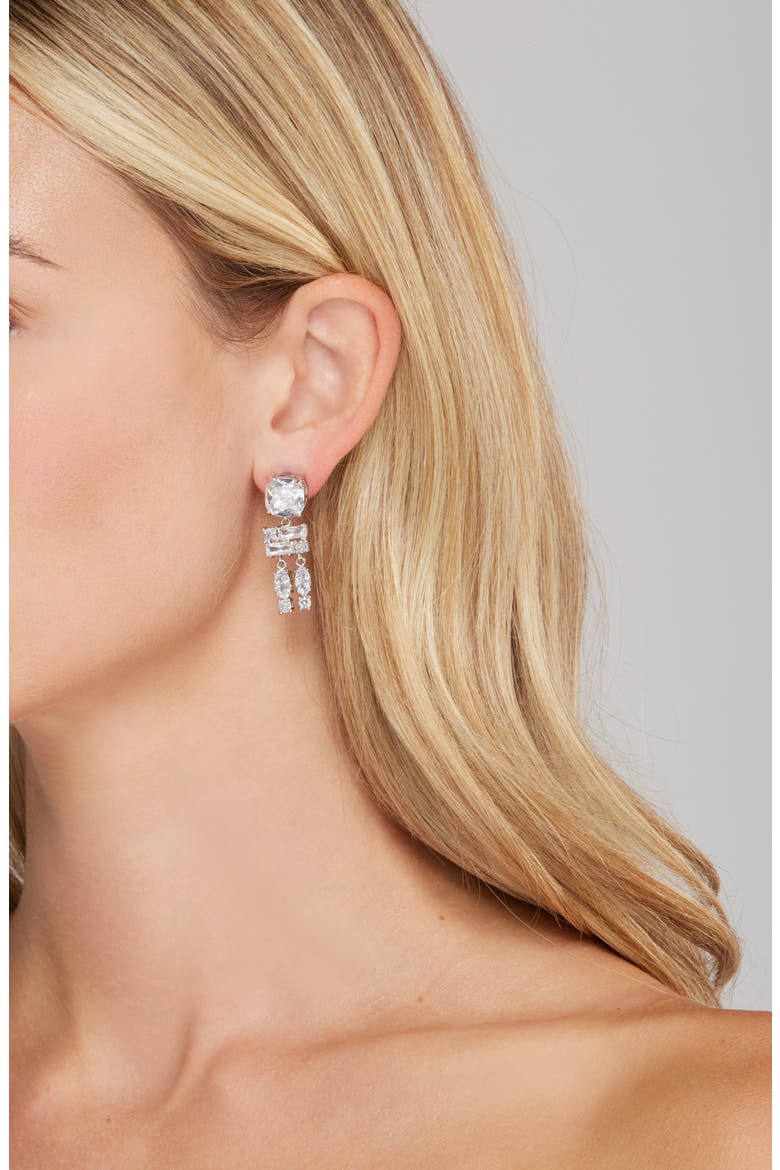 Crystal Drop Earrings, Alternate, color, SILVER / CRYSTAL