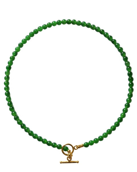 Forest Green chalcedony beaded necklace