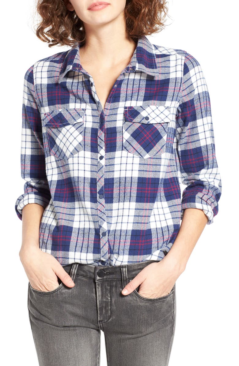 Roxy Squary Cool Plaid Flannel Shirt, Main, color, 