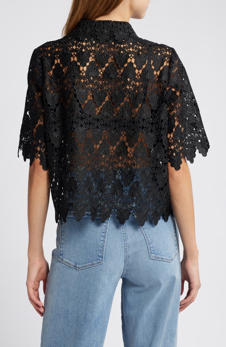 FRAME Lace Button-Up Shirt, Alternate, color, Black