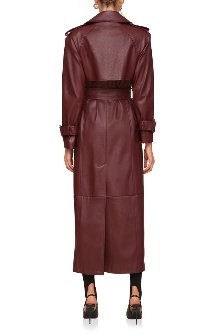 Faux-Ever Leather™ Maxi Trench Coat, Alternate, color, MULBERRY