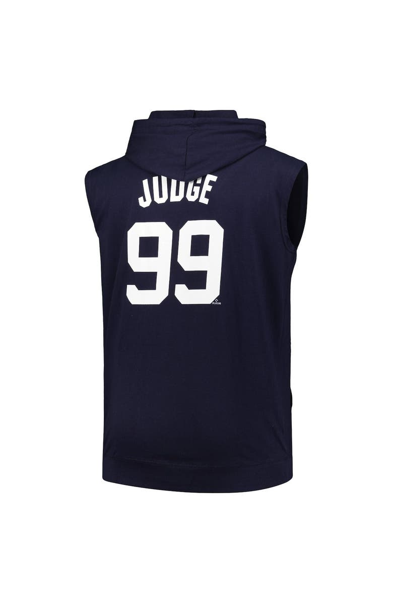 FANATICS Men's Fanatics Branded Aaron Judge Navy New York Yankees Name & Number Muscle Tank Hoodie, Alternate, color, 