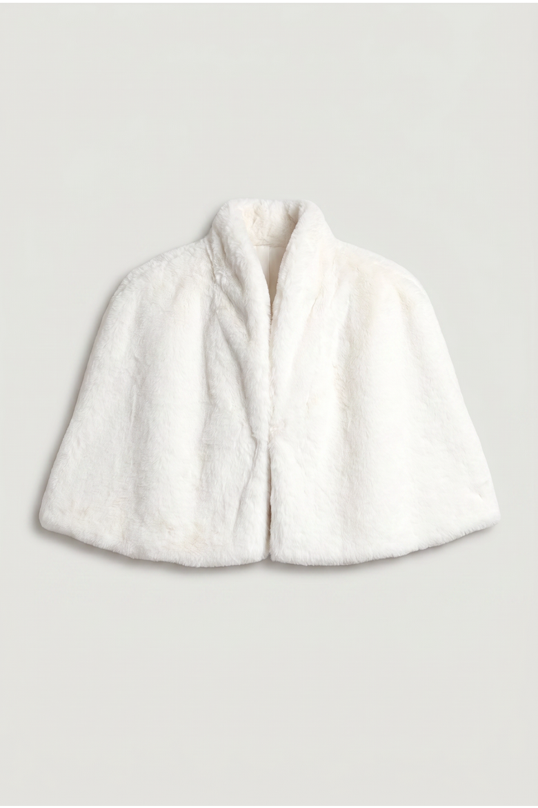 Faux Fur Cropped Cape, Alternate, color, Ivory