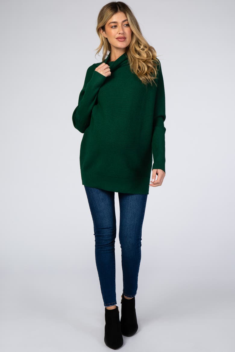 Funnel Neck Dolman Sleeve Sweater, Alternate, color, Forest Green