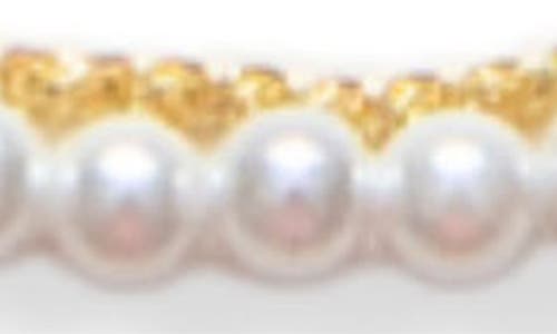 Argento Vivo Sterling Silver Faux Pearl & Chain Bracelet In Gold