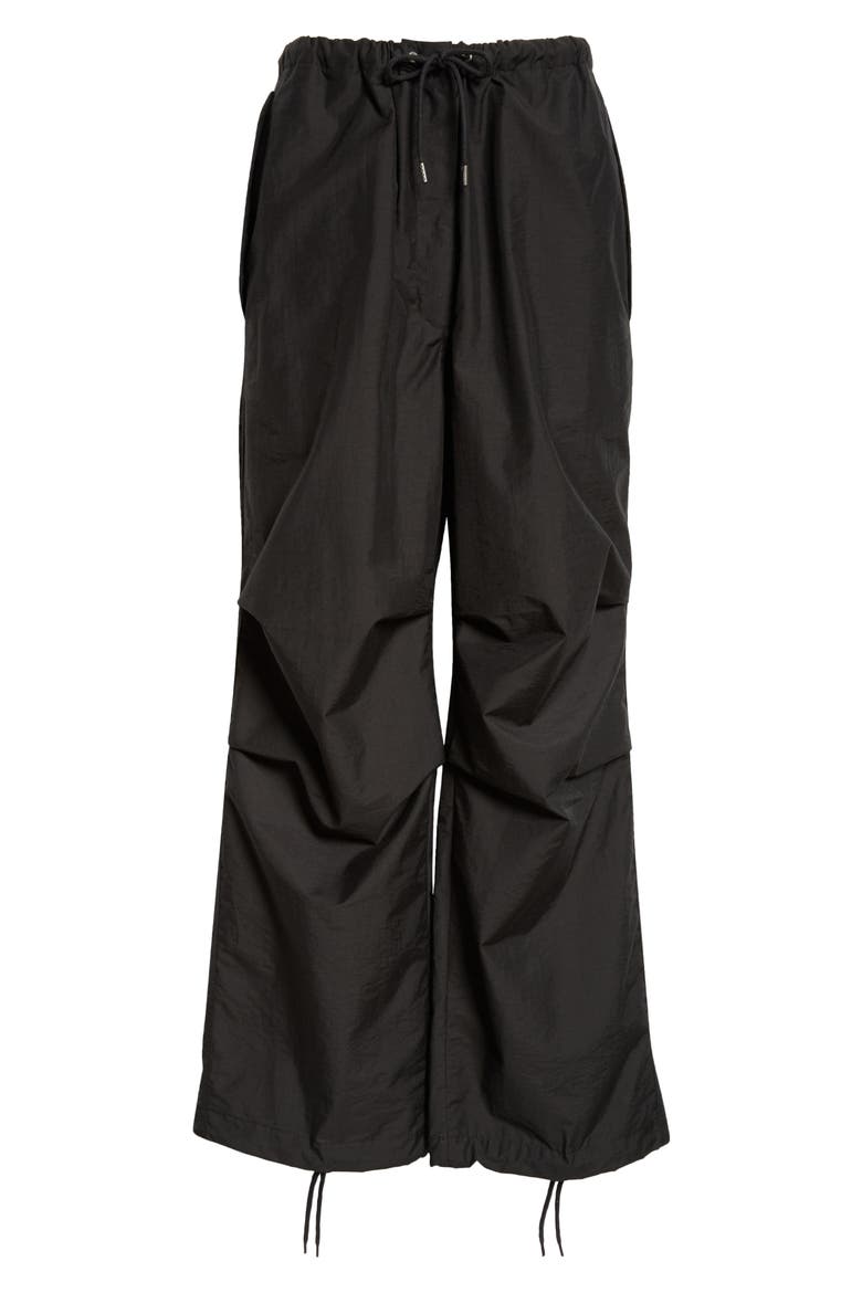 Parla Cotton & Nylon Parachute Pants, Alternate, color, BLACK