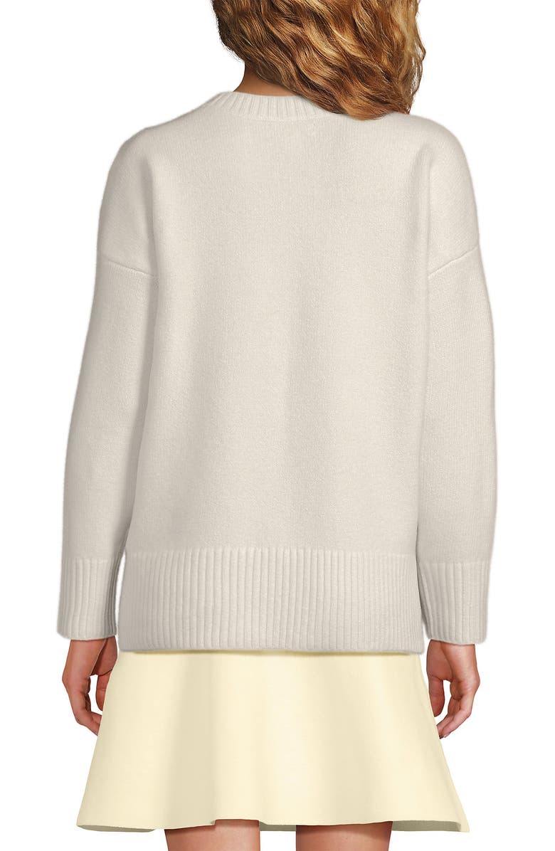 Lands' End Ultrasoft Crew Neck Hi Low Hem Tunic Sweater, Alternate, color, Fresh Ivory
