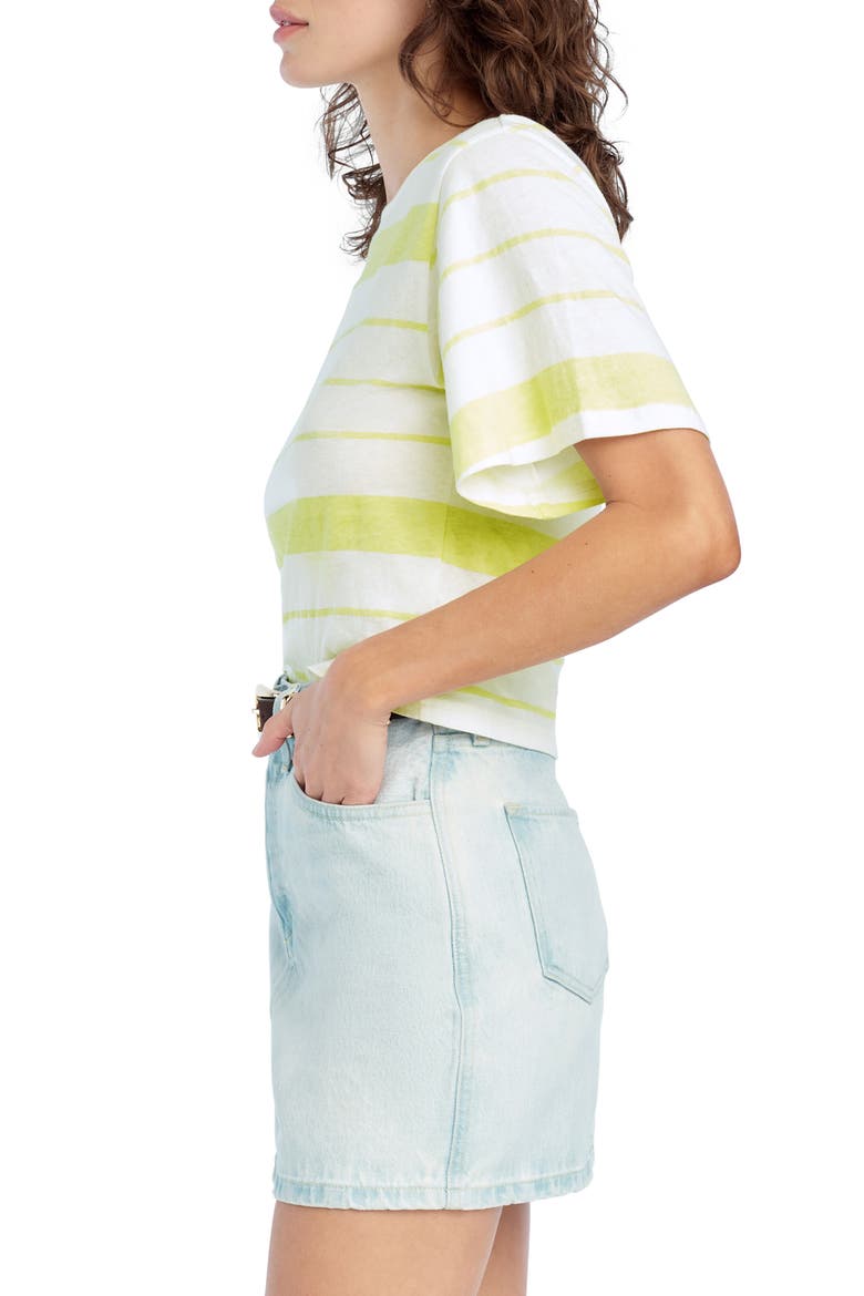 The Joanne Stripe Cotton & Linen T-Shirt, Alternate, color, GREEN TEA STRIPE