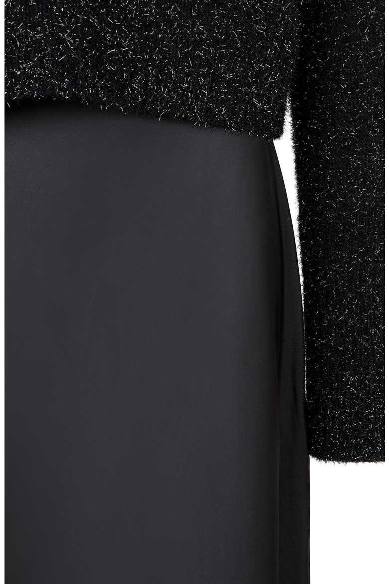 Rosetta Tinsel Two Piece Sweater & Slipdress, Alternate, color, BLACK