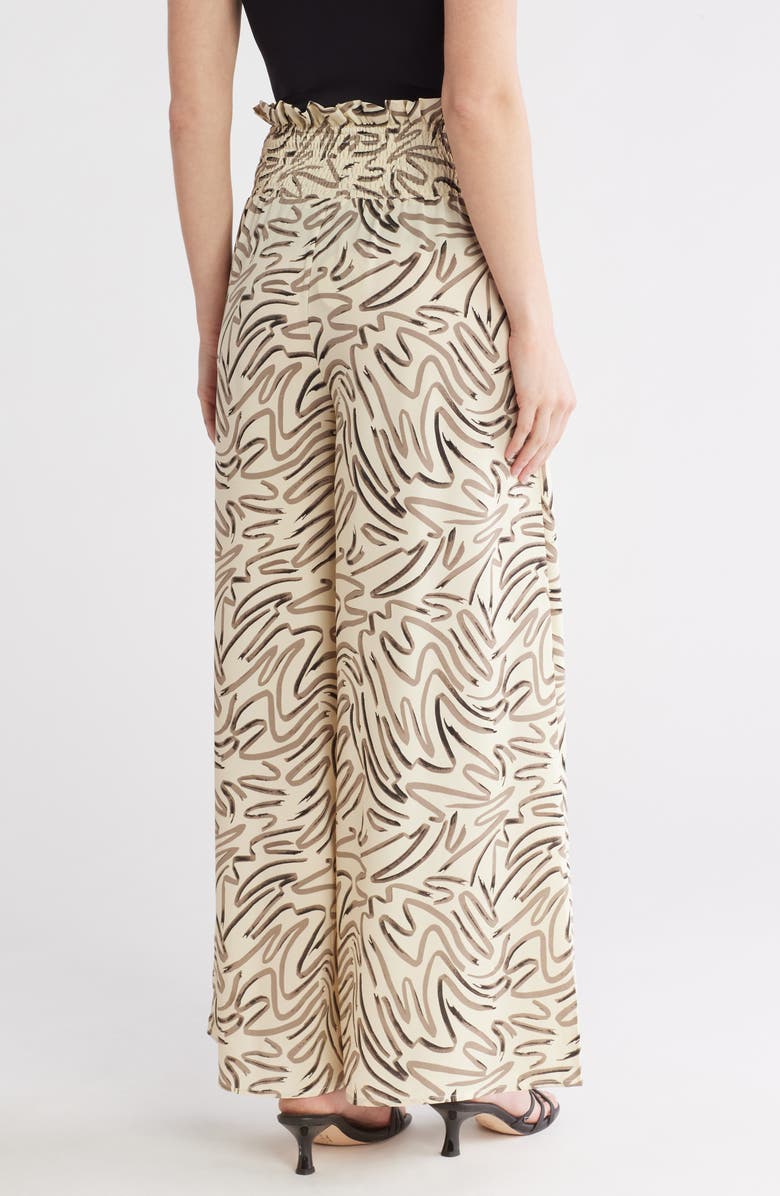 PATRIZIA LUCA Smocked Waist Wide Leg Pants, Alternate, color, Off White