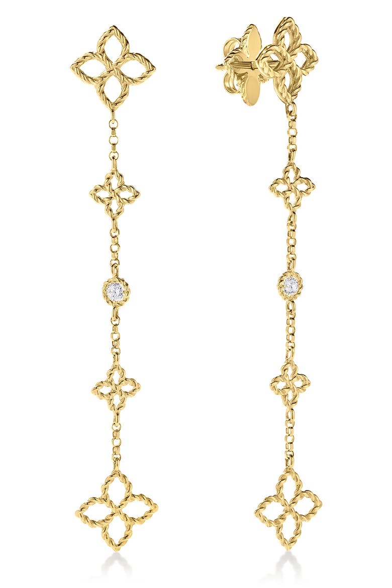 Principessa Diamond Flower Station Drop Earrings, Main, color, YELLOW