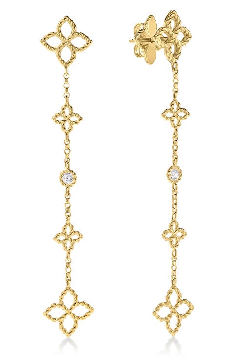 Principessa Diamond Flower Station Drop Earrings