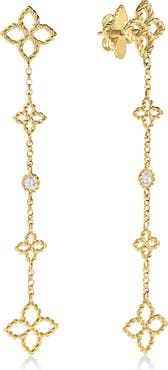 Roberto Coin Principessa Diamond Flower Station Drop Earrings