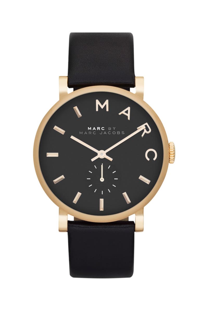 Marc Jacobs 'Baker' Leather Strap Watch, 37mm, Main, color,