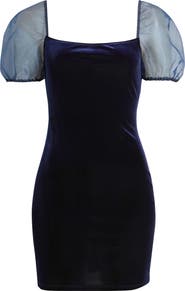 Jump Apparel Puff Sleeve Velvet Minidress