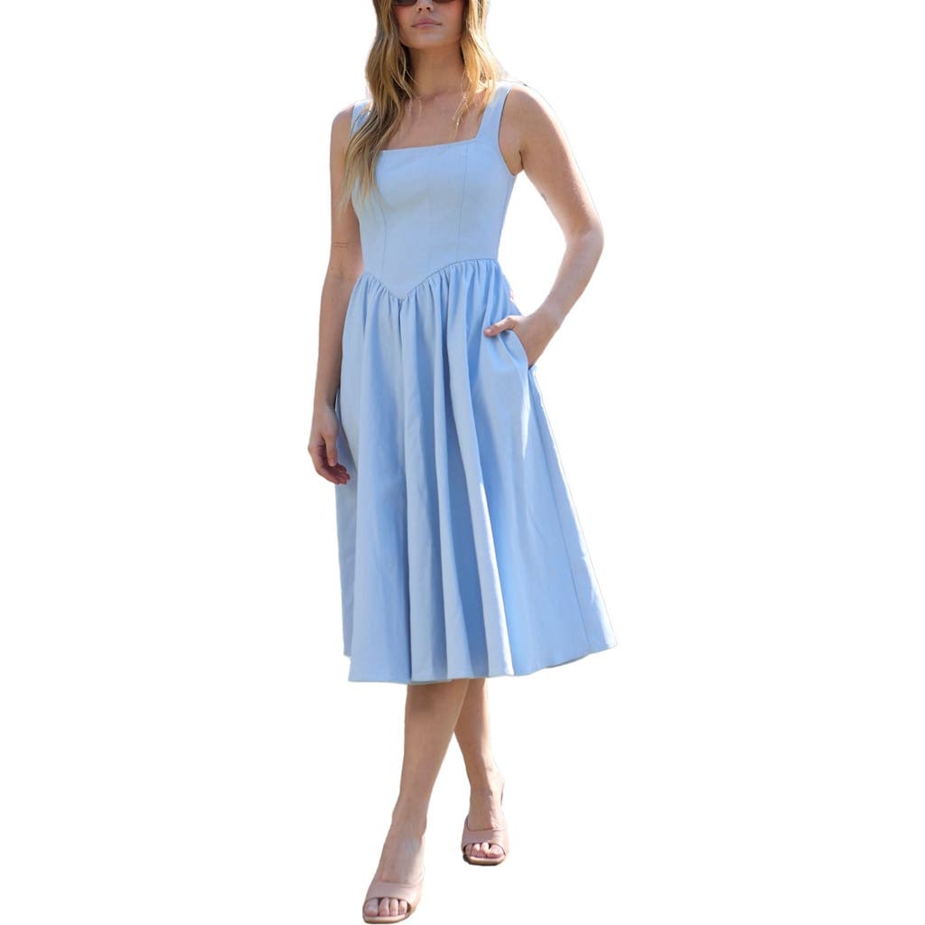 LILY AND LIONEL Hayley Corset Inspired Midi Dress in Blue  product