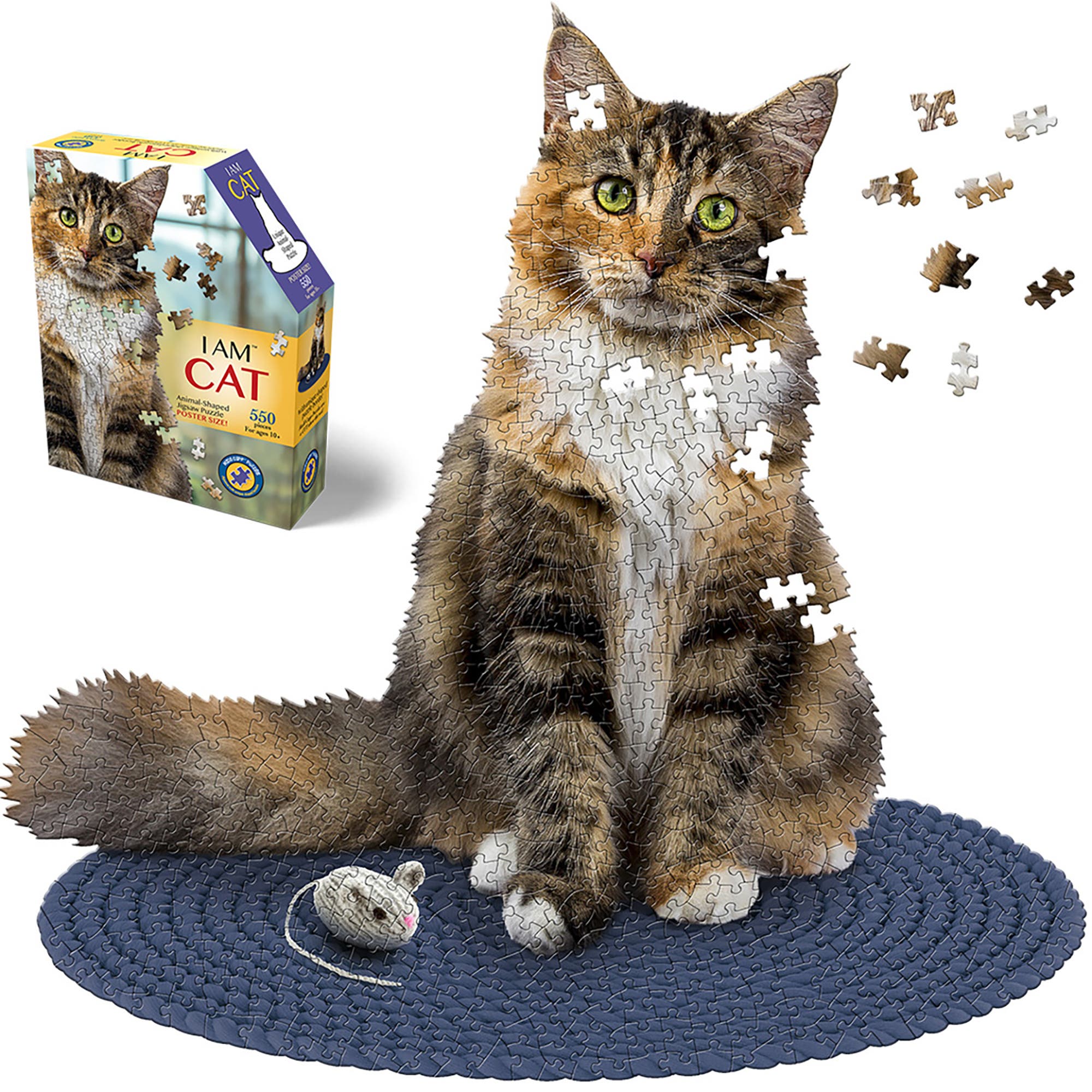 Madd Capp I Am Cat 550 Piece Puzzle Feline Shaped Animal Jigsaw, 30 X 30" in Multicolored 