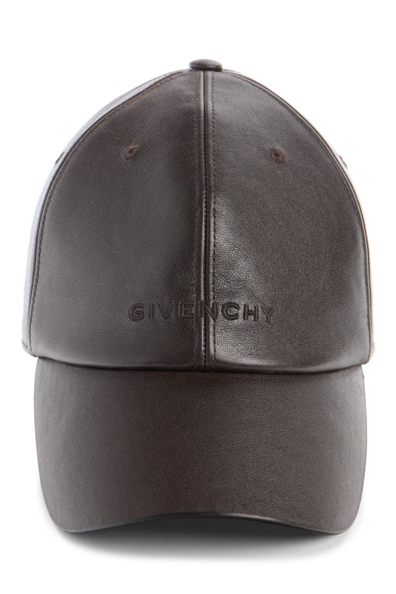 Embossed Logo Leather Baseball Cap, Alternate, color, CHOCOLATE