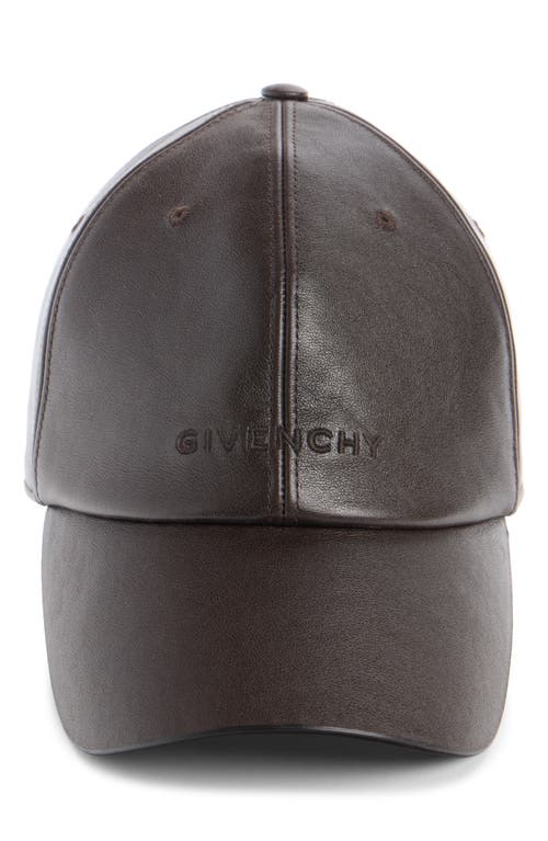 Givenchy Embossed Logo Leather Baseball Cap In Brown