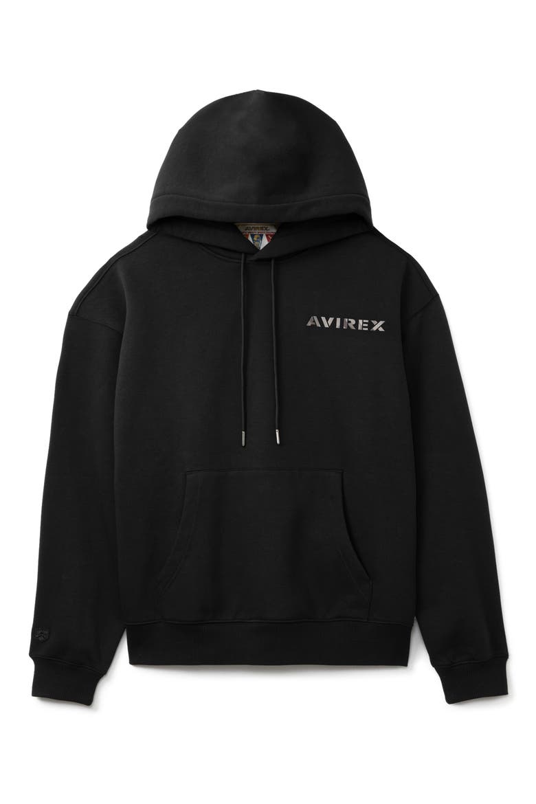 Camo Big 'A' Oversize Hoodie, Alternate, color, BLACK