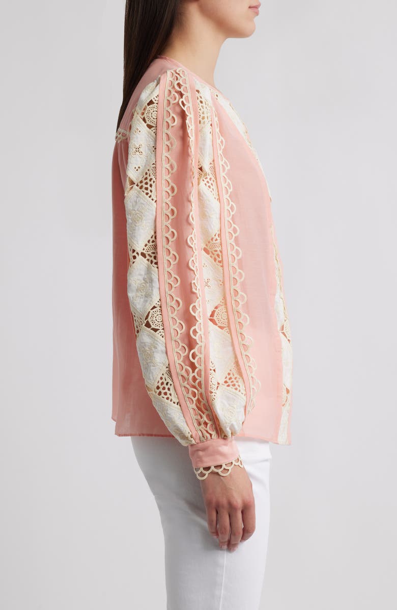 KOBI HALPERIN Novi Lace Cotton & Silk Top, Alternate, color, Quartz