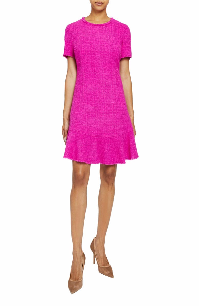 Santorelli MANTA Short Sleeve A-Line Sheath Dress in Luxury Tweed, Alternate, color, 