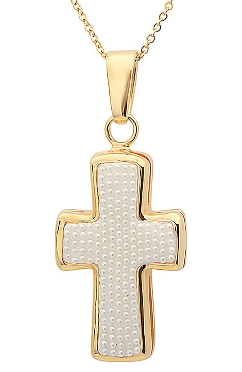 HMY JEWELRY Cross Pendant Necklace, Main, color, Yellow Gold
