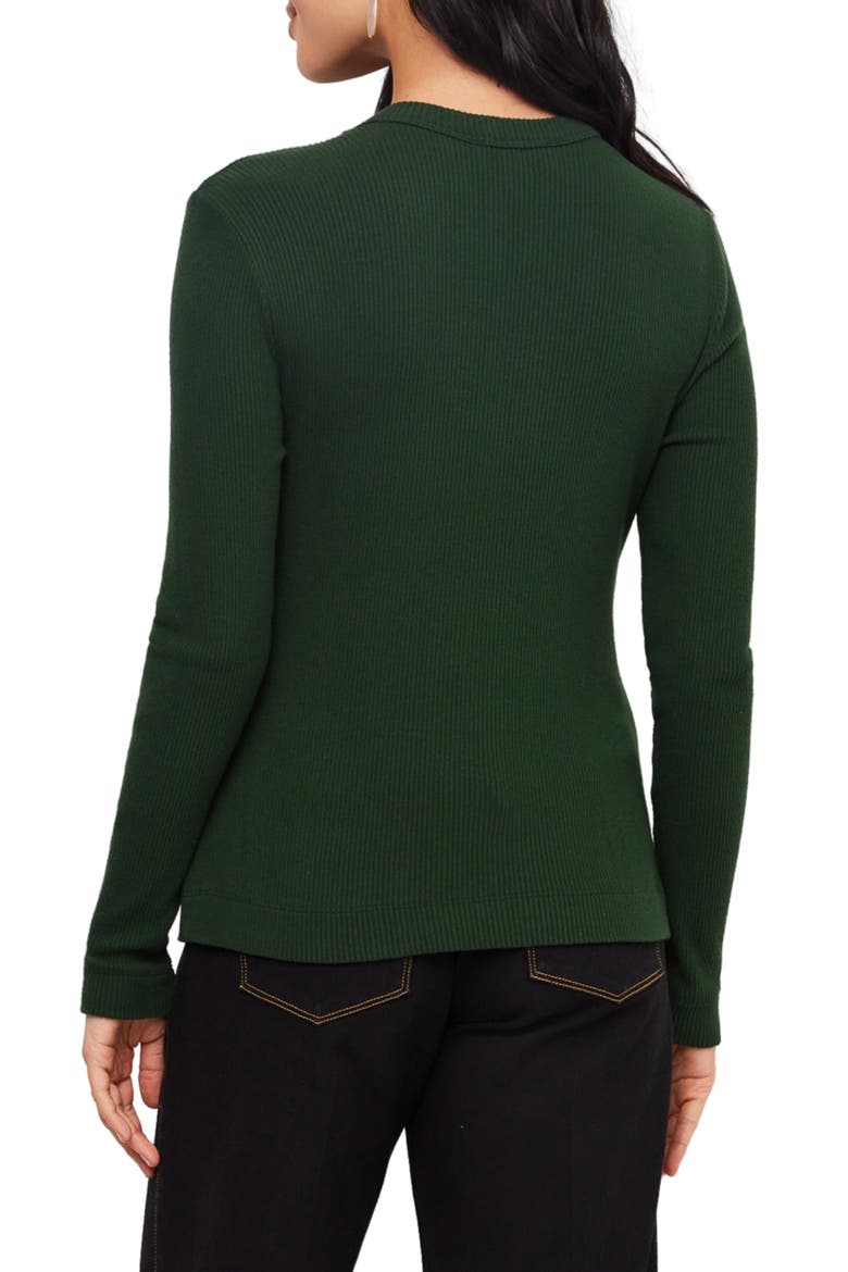 Ribbed Long Sleeve Crewneck Top, Alternate, color, FOREST GREEN