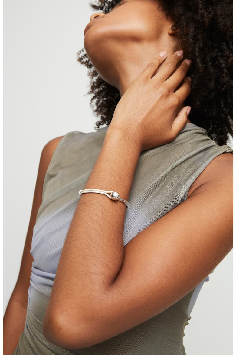 Bracelet with Brown Leather, Alternate, color, Silver