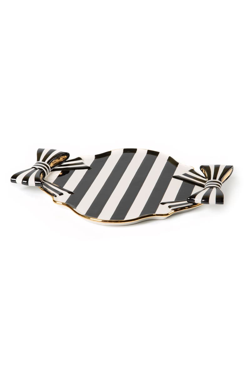 MACKENZIE CHILDS Courtly Bow Ceramic Tray, Main, color, Black/ White