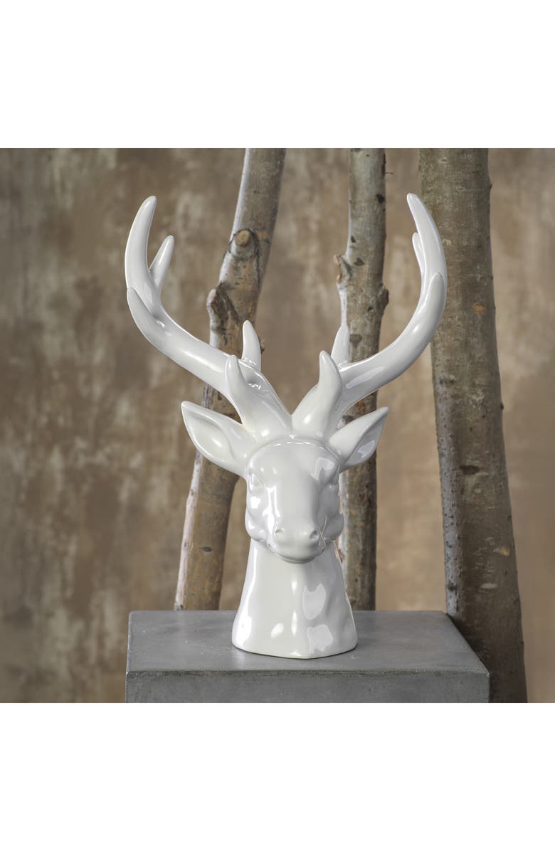 Zodax Stag Head Ceramic Figurine, Alternate, color, White