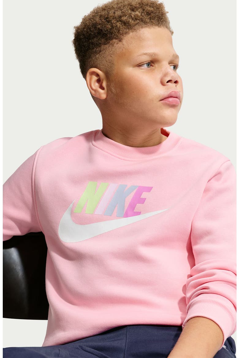 Kids' Logo Fleece Graphic Sweatshirt, Alternate, color, MEDIUM SOFT PINK/ MULTI COLOR