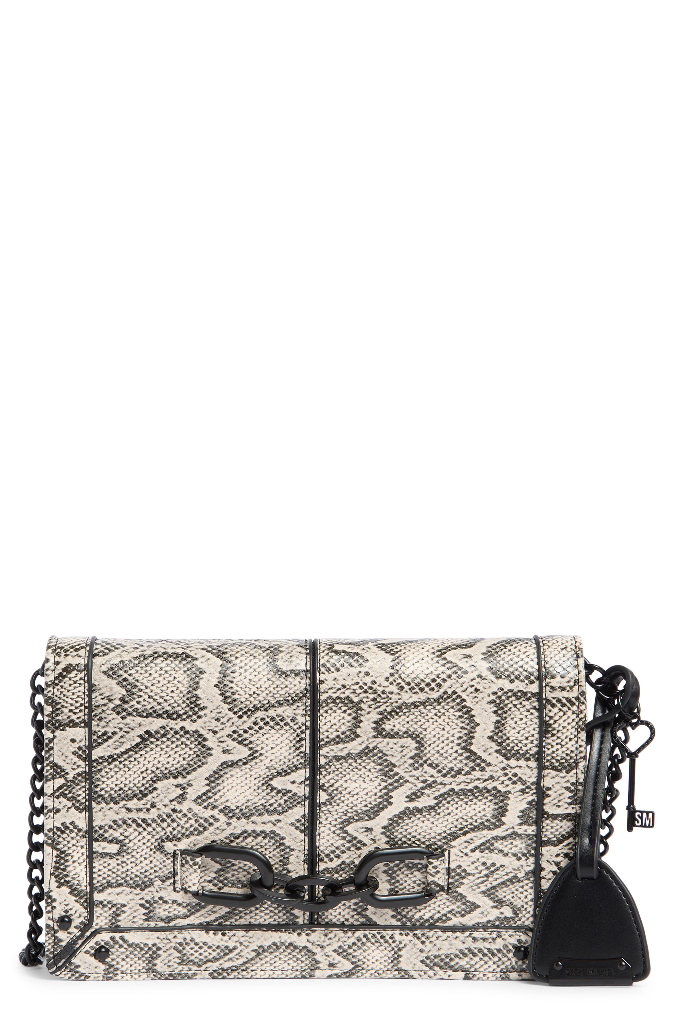 Steve Madden Echo Crossbody Bag, Main, color, Black And White Snake Print