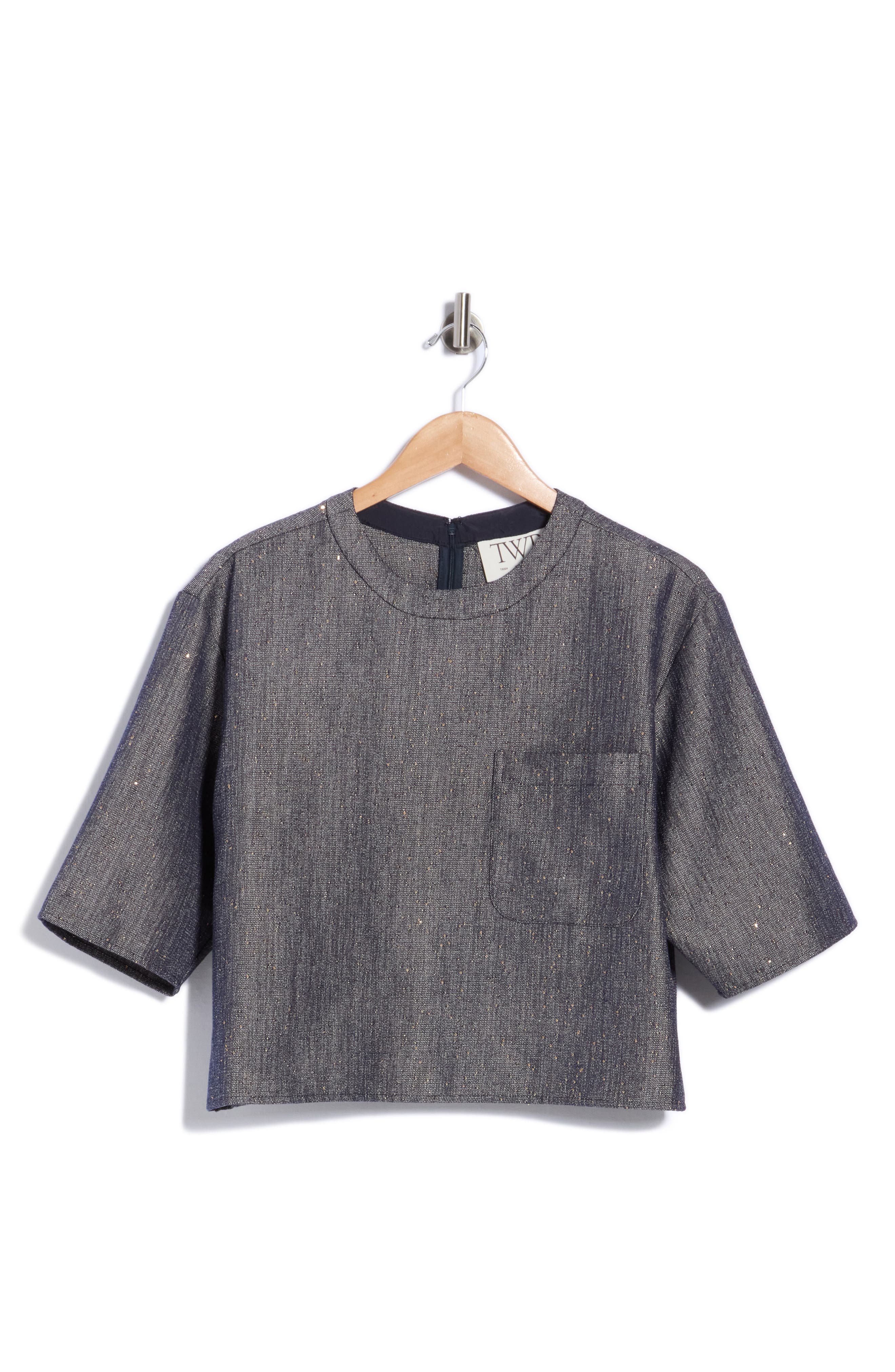 Metallic Boxy Crewneck Top